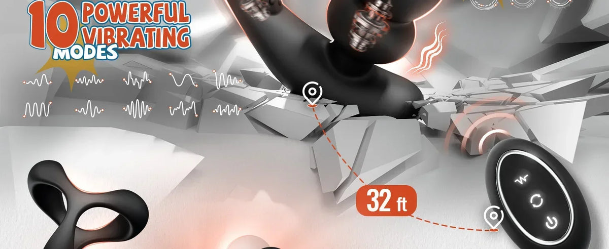 Male Prostate Massager Vibrator 360 Anal Beads Penis Ring 3 Rotation 10Vibration Modes Remote Butt Plug Sex Toys for Couples Men