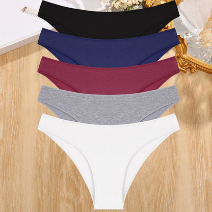 5PCS/Set Cotton Women's Panties Female Underwear Sexy Briefs Lingerie Smooth Comfortable Underpants Solid Color Pantys M-XXL