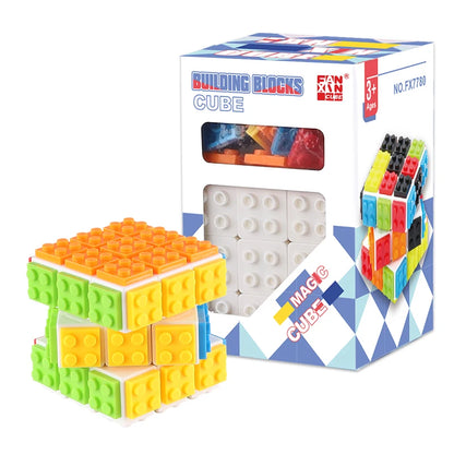 Building Blocks 3D Magic Puzzle Cube 3x3x3 DIY Fidget Toy Brick  puzzle professional smooth speed game children's toy gift
