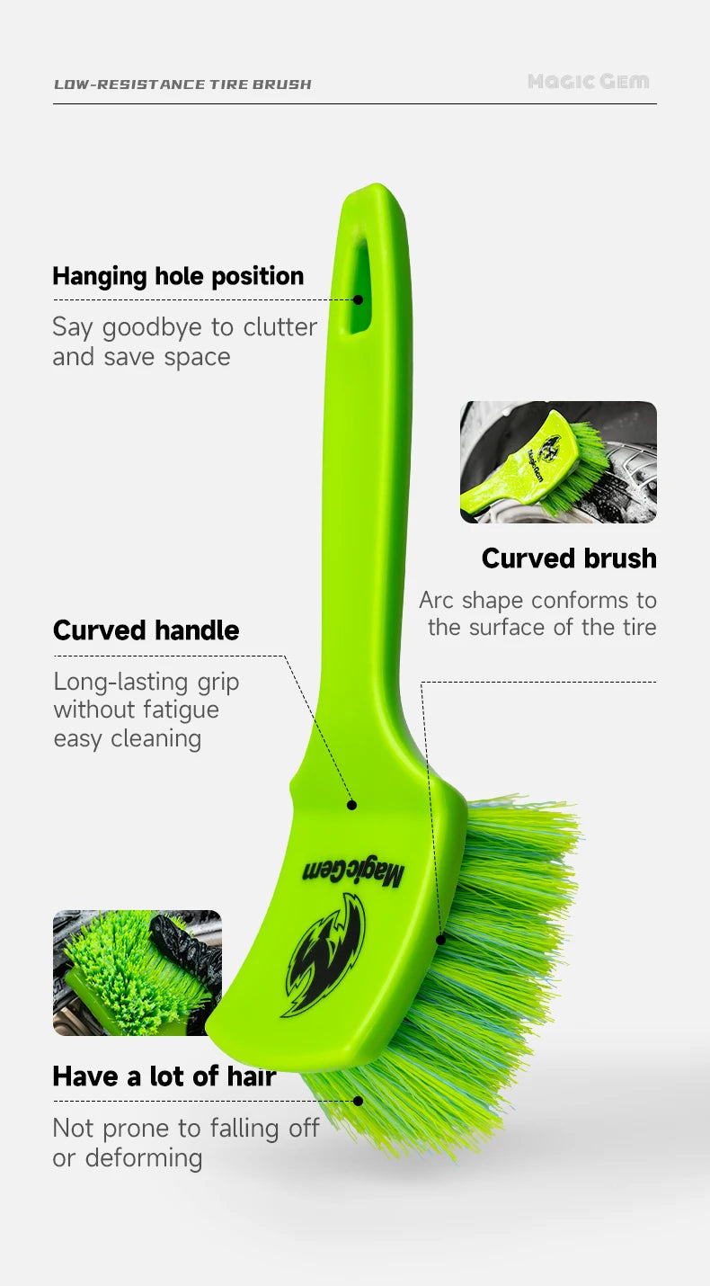 MAGIC GEM Tire Brushes for Cleaning Tires, Durable Car Wash Brush, Stiff Tire Scrub Brush for Car Detailing & Rubber Tire