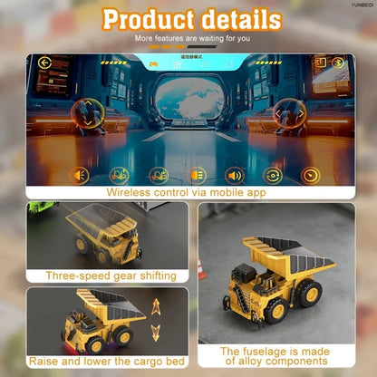 1:64 Remote Control and Alloy Truck Forklift with Trailer Worktop Mini Bluetooth RC Elevator Vehicle Children's Toy Holiday Gift