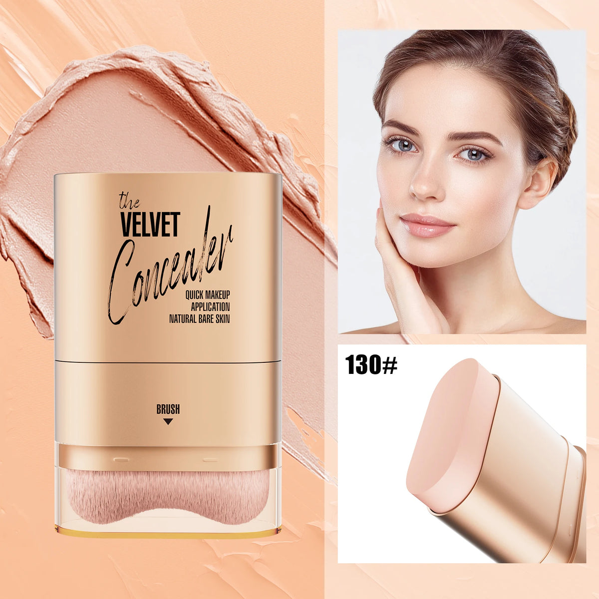 2-in-1 Concealer and Foundation Stick, Covers Dark Circles, Waterproof and Sweat-Resistant, Creates Flawless-Looking Makeup