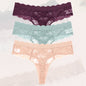 3Pcs Lace Sexy Thongs Women Low-Rise Briefs Sexy Soft Ladies Underwear Trendy Floral Underpants Female Flowery Panty Lingerie