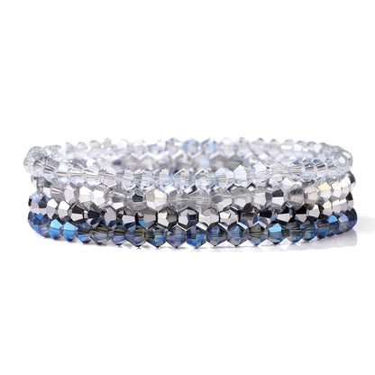 4Pcs/set Shinning Crystal Beads Elastic Bracelet Bohemian Faceted Colorful Crystal Glass Beaded Bracelet Bangles Set For Women