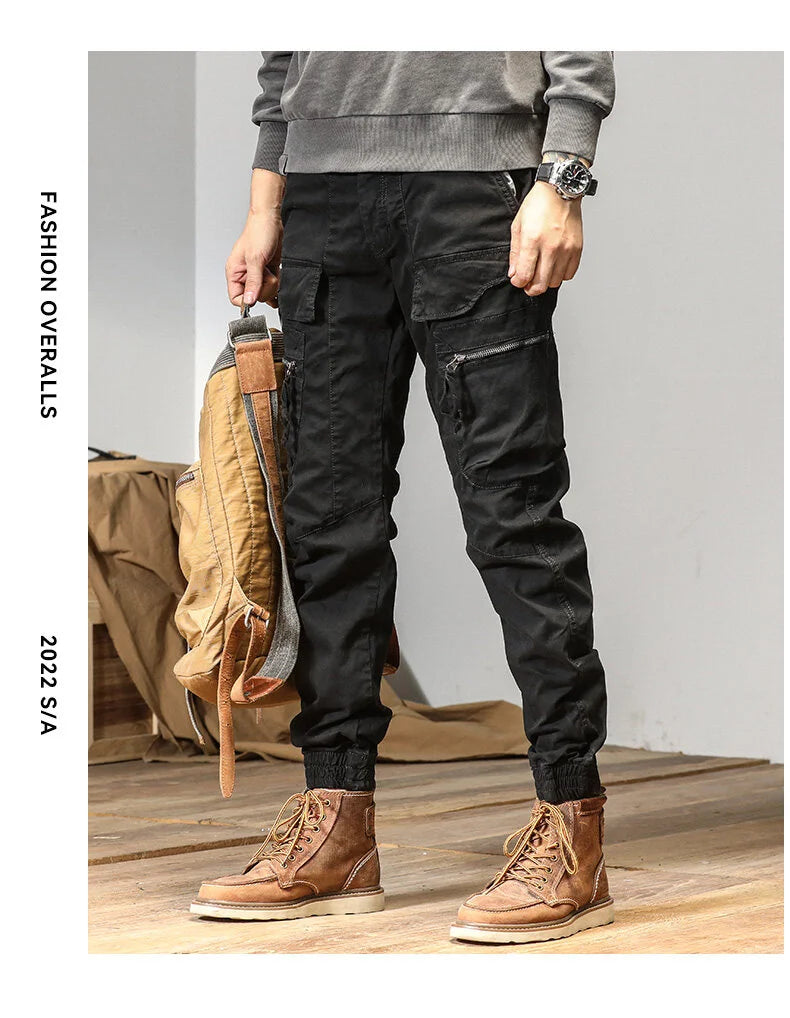 CAAYU Joggers Cargo Pants Men Casual Y2k Multi-Pocket Male Trousers Sweatpants Streetwear Techwear Tactical Track Gray Pants Men