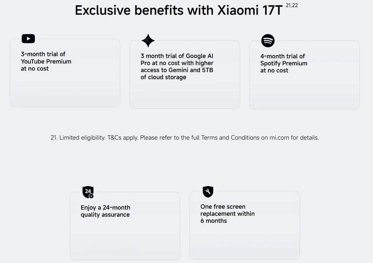 Global Version Xiaomi 17T Mobile Phones HDR10 6.59' AMOLED Display 50MP Leica Summilux Lens 6500mAh Battery Xiaomi Hyper AI Smartphone