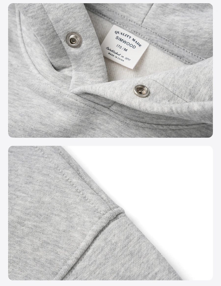 SIMWOOD 2026 Spring New Oversize Back Moutain Print Hoodies Men 340gsm Warm Brushed Lining Fabric Sweatshirts