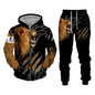 Spring and Autumn Men's Tracksuit 3D The Lion Print Zipper Hoodies Sweatshirts Pants Sets Casual Mens Clothing Women's Tracksuit