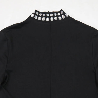Leosoxs Women Diamonds Hot Rhinestones Long Sleeve Short Jumpsuits 2024 Summer Sexy Party Club One Piece Suit Rompers Playsuits
