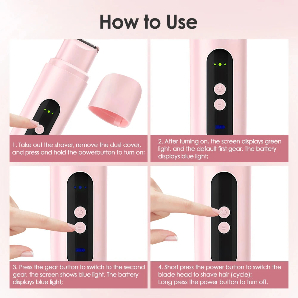 Electric Shaver for Women Waterproof Wet & Dry Hair Razors 2 in 1 Double Head Portable Bikini Hair Trimmer Detachable Head Shave