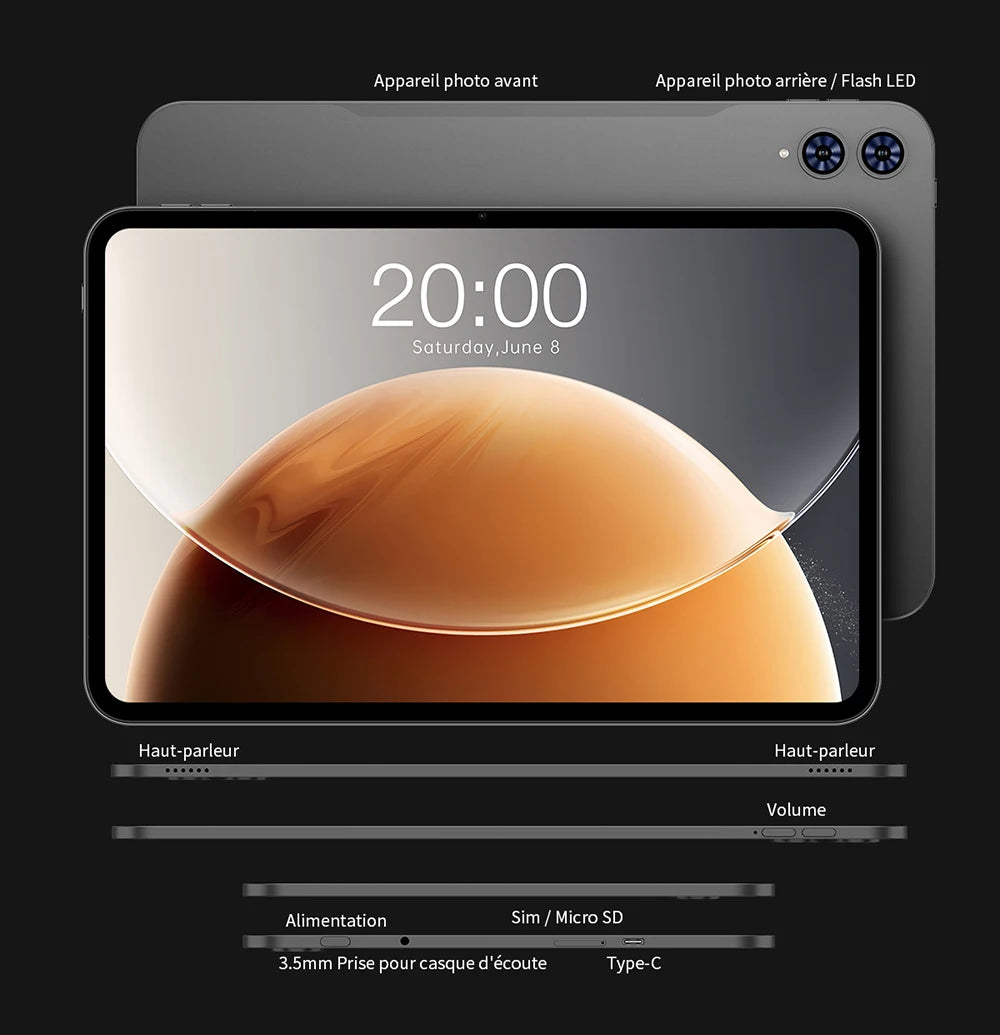 Teclast T65 Android 16 Tablet 13.4 inches 120Hz Max. 26GB RAM 256GB ROM T7280 8 cores 1920x1200 4G LTE 13MP + 5MP 10000mAh