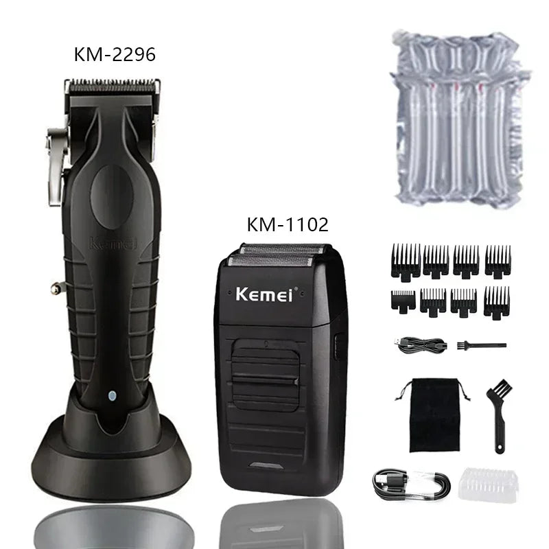 Kemei KM-2296 KM-2299 KM-1102 Professional Hair Clipper Kit Electric Shaver Male Hair Cutting Machine Men’s Trimmer Machine