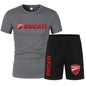 DUCATI Men's Summer Clothing Sets Short Sleeve T-Shirt Sports Shorts Motorcycle Theme Jogging Beachwear Regular outdoor jogging