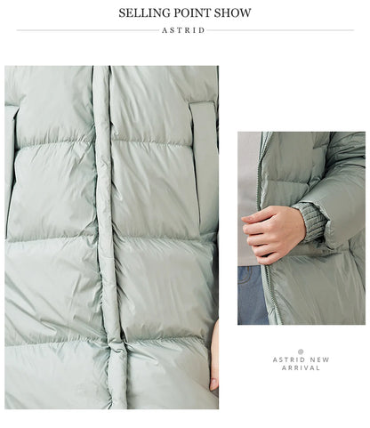 Astrid 2022 Down Jacket Women Winter Warm Long Coat Women Parkas Hooded Fashion Loose Outerwear Women's Jacket Female Clothing