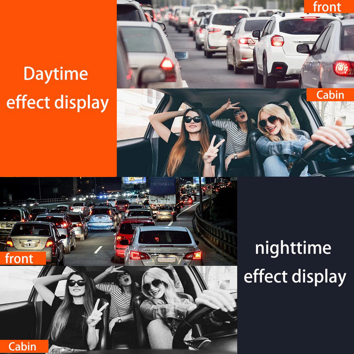 Dash Cam Vehicle DVR Video Recorder 4 Cameras for Cars Black Box Front Rear Internal Night Vision Loop Recording Dashcam Car 360