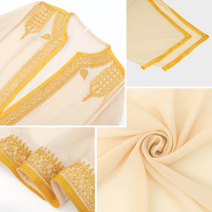 Eid Men Robe Jubba Thobe Open Abaya Dishdasha Islamic Embroidery Cardigan Abayas Dubai Male Muslim Prayer Kaftan Ramadan Morocco