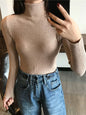 2026 Autumn Winter Sweater Women Knitted Ribbed Pullover Sweater Long Sleeve Turtleneck Slim Jumper Soft Warm Pull Femme