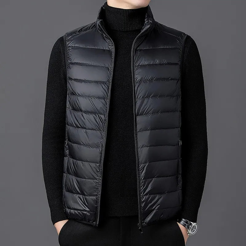 2025 Autumn Winter Men' Sleeveless Vest Jackets Fashion Male Cotton-Padded Vest Coats Men Stand Collar Warm Waistcoats Clothing