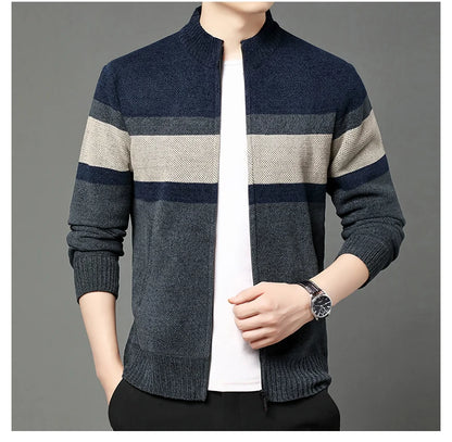Premium Thick Chenille Fabric Warm New Brand Casual Fashion Stand Collar Men Jacket Streetwear Zipper Autumn Winter Coats