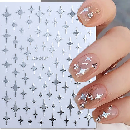 3d Nail Art Stickers Red Black White Love Hearts Stars Clouds French Full Tips Adhesive Nail Decals Slider For Manicure