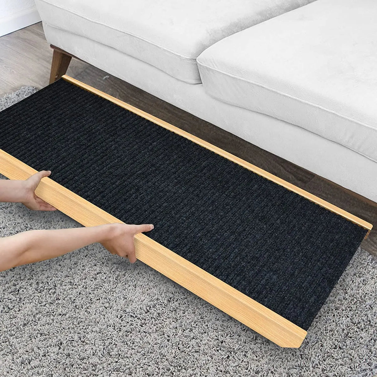 Adjustable Wooden Pet Dog Ramp Comfortable Folding Non-Slip Carpet Surface Foldable Climbing Ladder For Car Bed Pet Carriers