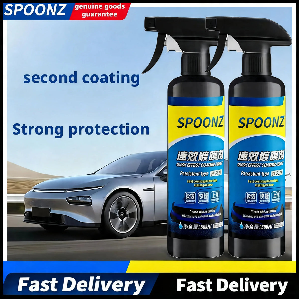 500ML Car Coating Spray Nano Ceramic Quick Effect Coating Agent Spray Quick Coat Wax Polish Spray Protection Car Care KIT 1/3set