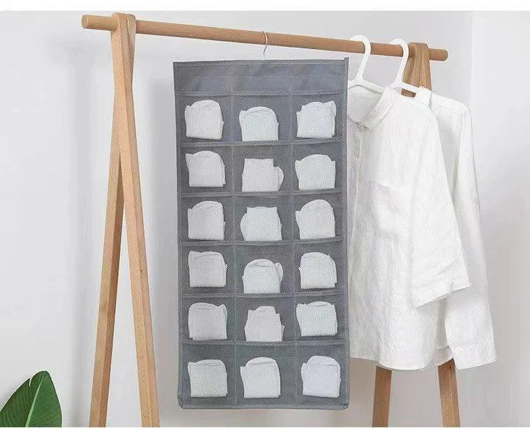 Double Sides Underwear Storage Hanging Bag Dormitory Home Wardrobe Hanging Wall Foldable Bag Underpants Socks Organizer