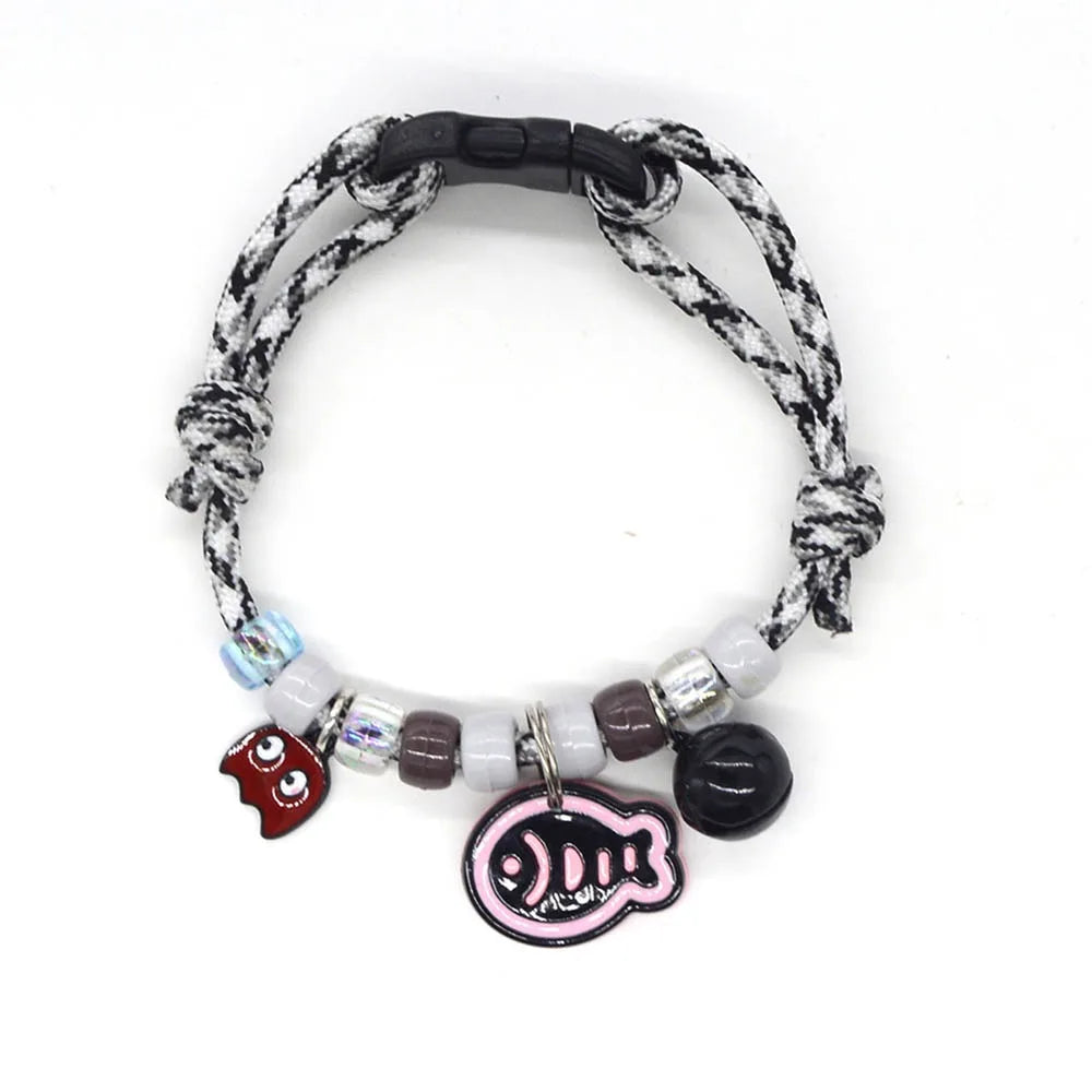 Fashion Colorful Pet Braided with Bells Cat Neck Chain Adjustable Cat Puppy Collar Chihuahua