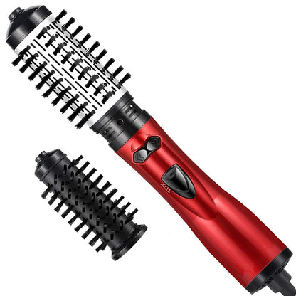 Rotating Hair Dryer Brush Electric Blow Drier Comb Hot Air Straightener Curler Iron One Step 2 Gears Blower Replaceable 2 Heads