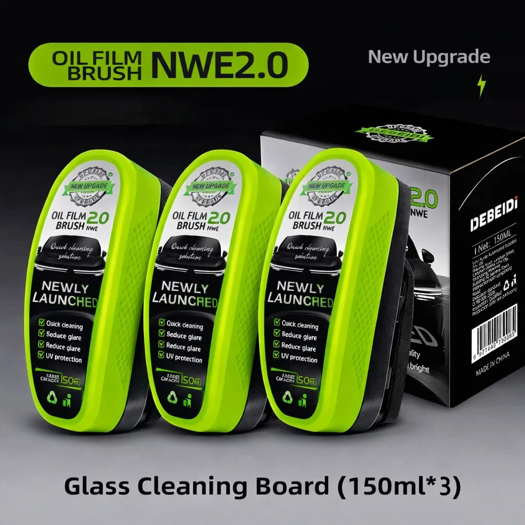 1/2/3pcs Automotive Car Oil Film Cleaning Brush,150ml Glass Oil Film Remover for Car Window,Windshield Brush For Car Care
