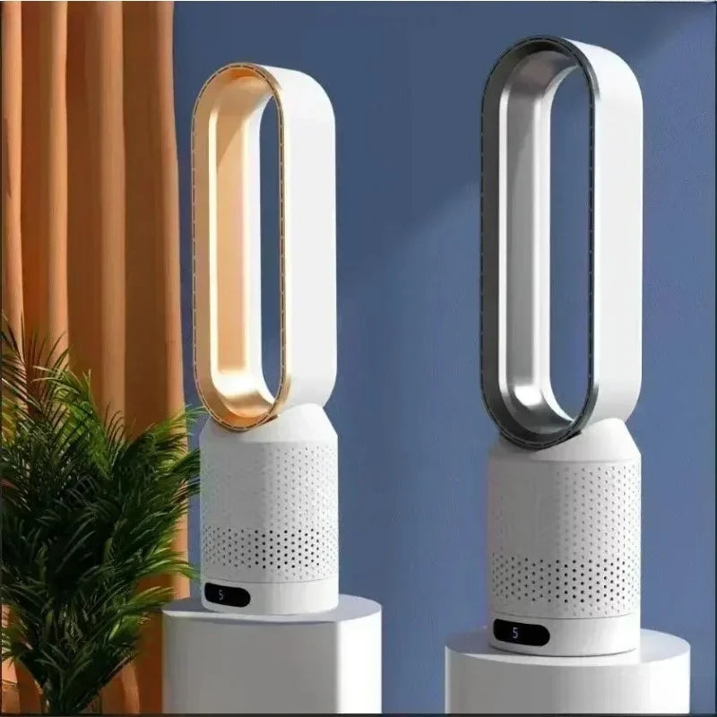 Cooling & Heating Bladeless Fan  Timer Remote Control 8 Wind Speed Home Silent Air Conditioner Heater LED Display