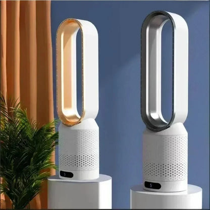 Cooling & Heating Bladeless Fan  Timer Remote Control 8 Wind Speed Home Silent Air Conditioner Heater LED Display