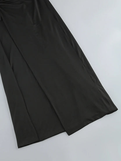 Sexy Hollow Out High Side Split See Through Mesh Long Sleeve Maxi Dress Luxury Brithday Prom Gown Party Club Fashion Dresses