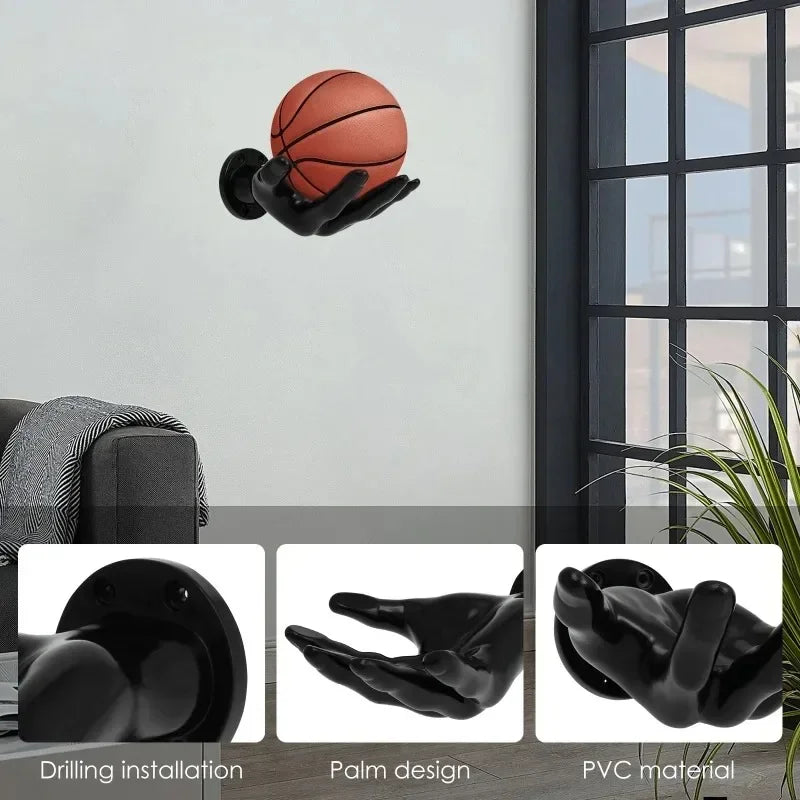 Wall-Mounted Ball Holder Hand Palm Shaped Wall Shelves Display Storage Rack for Basketball Soccer Volleyball Home Decor Crafts