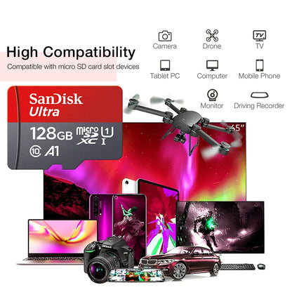 100% Original SanDisk Memory Card 256GB 128GB 64GB 32GB A1 Micro SD Card Class 10 UHS-1 TF Flash Card for Samrtphone/PC