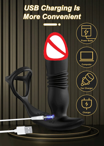 APP Control Male Thrusting Prostate Massager Anal Vibrator for Men Delay Ejaculation Penis Cock Ring Butt Plug Sex Toy for Adult
