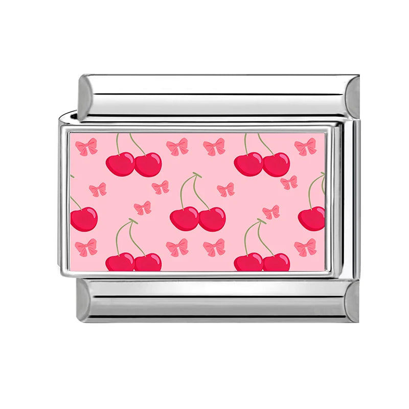 Y2K Red Pink Heart Dog Cat Flowers Italian Charm Link Fit 9mm Stainless Steel Jewelry DIY Making Bracelets For Gifts