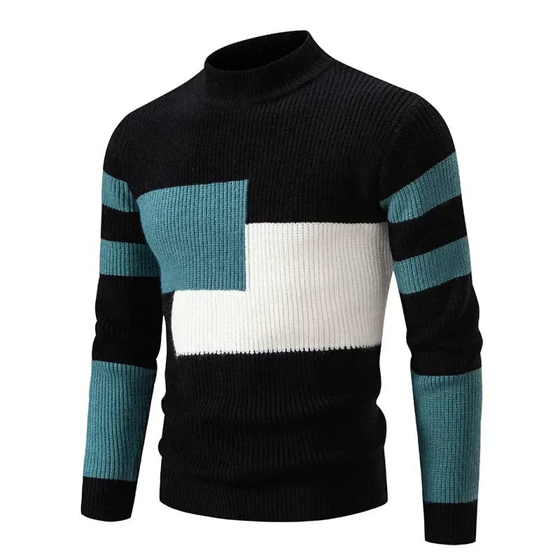 New Autumn and Winter Casual Warm Neck Sweater Knit Pullover Tops  Man Clothes