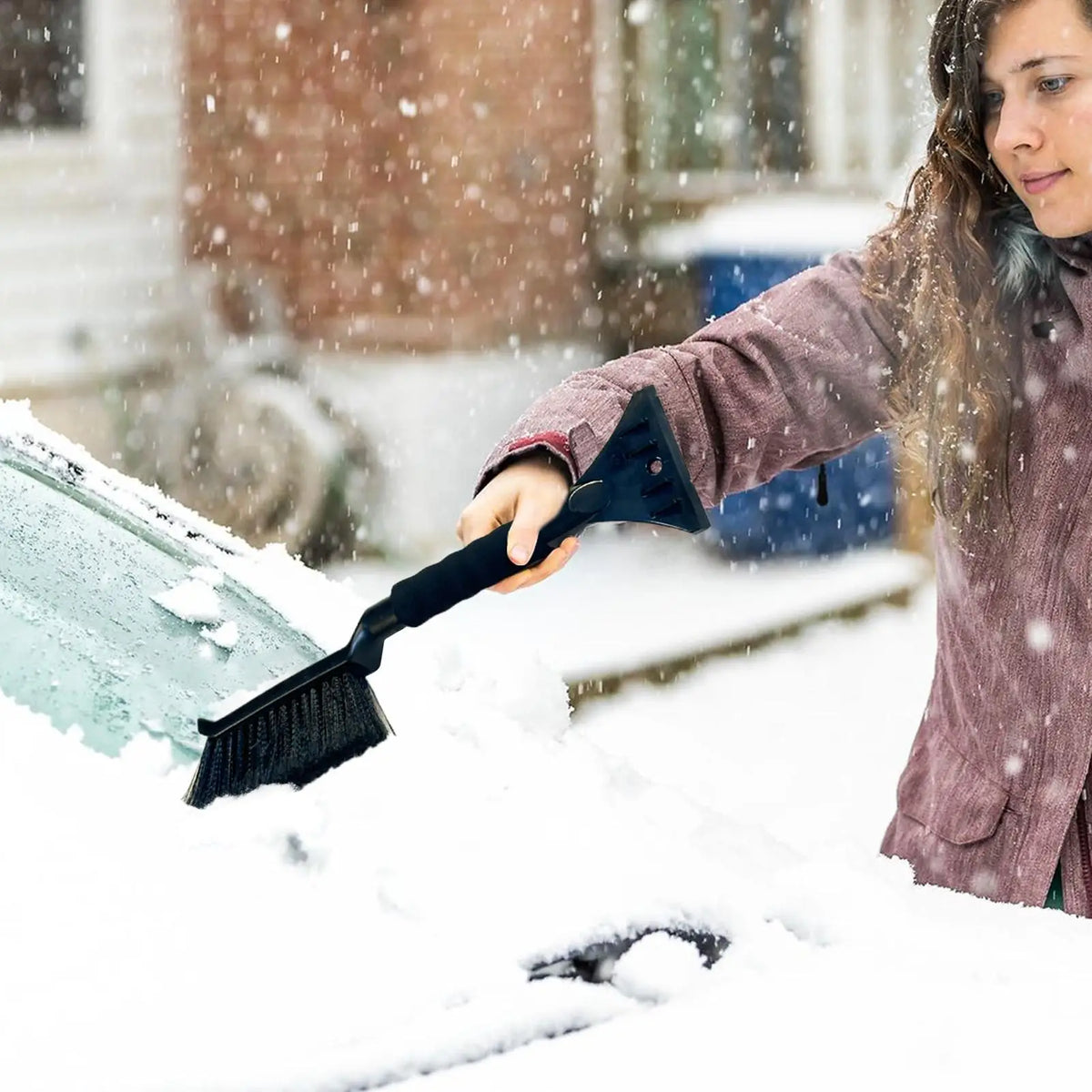 2-in-1 Ice Scraper and Snow Brush for Car - Ergonomic Foam Grip Windshield Cleaner - Efficient for SUV, Sedan & Winter Driving