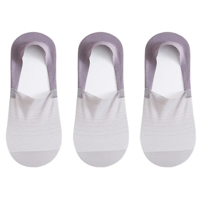 3pairs Men's Socks Summer Ultra-thin Invisible Elastic Silicone Non-slip Boat Sock Mesh Breathable Comfortable No Show Sokken