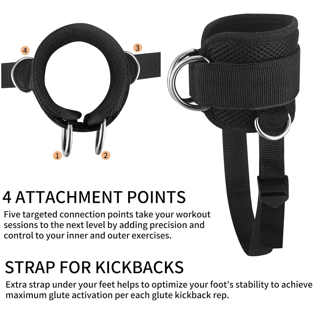 Ankle Strap for Cable Machine Kickbacks,Glute Workout,Leg Extensions,Booty Hip Abductors Exercise,Adjustable Ankle Cuff for Gym