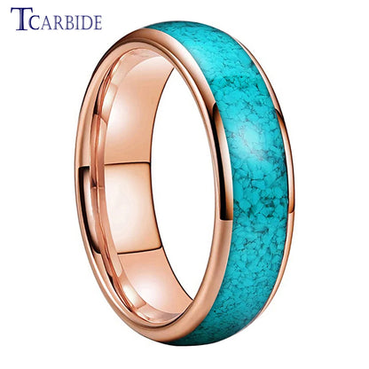 4MM 6MM 8MM Multicolor Turquoise Ring Men Women Beautiful Tungsten Engagement Wedding Band Domed Polished Finish Comfort Fit