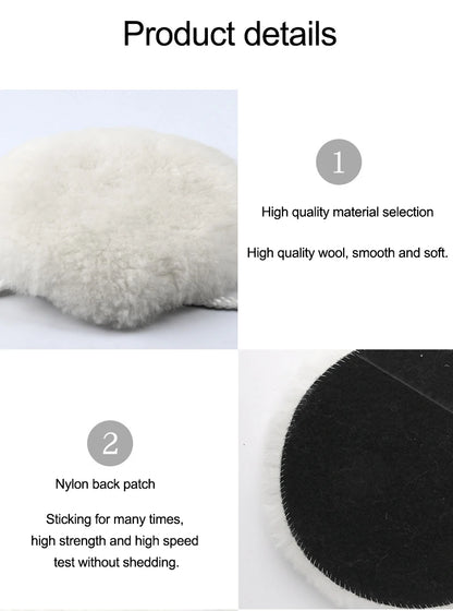5Pcs Wool Car Polishing Pad Set For Polisher Machine Waxing Polishing Buffing Auto Paint Care Polisher Pads 3/4/5/6/7 Inch