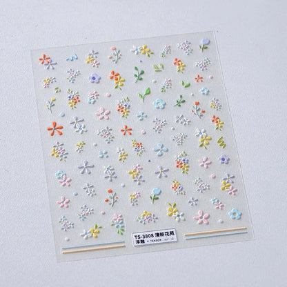 White Flower Petal Cherry Blossom Peach Blossom Falling Petal Floral Gradient 5D Self Adhesive Nail Art Sticker Manicure Decals