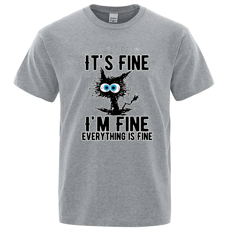 Men's High Quality T-shirt Cotton Blend Funny Cool Cat Printed T-shirt Casual Men Short Sleeve T-shirt for Men T-Shirt Male Top