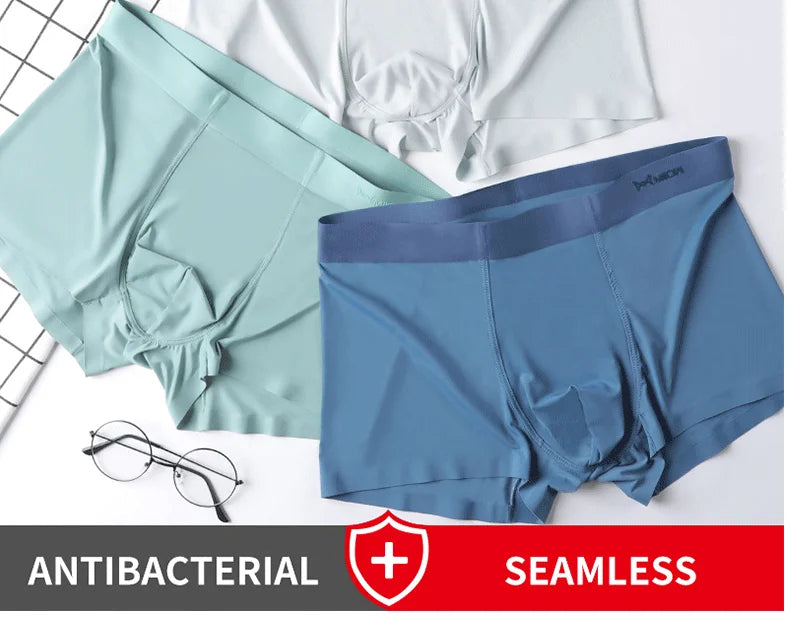 MiiOW 3Pcs Ice Silk Men Underwear Mens Underpants Graphene Antibacterial Crotch Men's Panties Breathable Man Boxers Briefs L-5XL