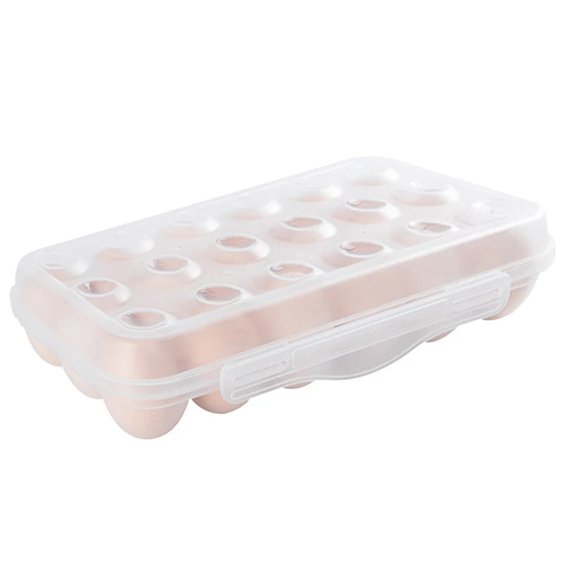 〔W〕1Pc 12/18 Grid Egg Storage Box With Lid Kitchen Refrigerator Egg Box Egg Drop Rack Household Fridge Egg Organizer Egg Tray