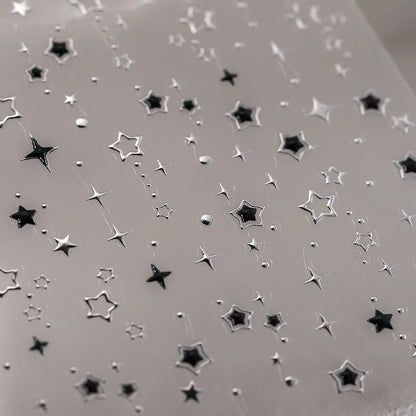 Bronzing Nails Sticker Ice Transparent Star Back Adhesive Nail Art Stickers Cool Five-pointed Star Manicure Decoration 3D Decals