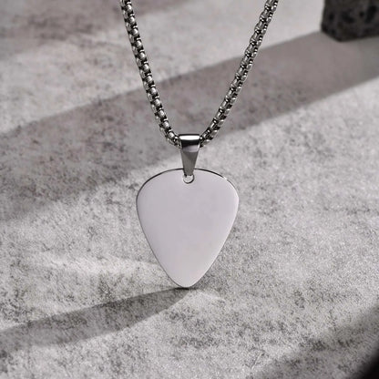 WLP Fashion Guitar Pick Personalized Pendant Stainless Steel Necklace for Men Women Custom Text Pattern Collar Necklace Jewelry