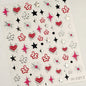 Grid Patterned Star Bowknot Cherry Polka Dot Line Colorful Geometric Five-pointed Star Adhesive Nail Art Sticker Manicure Decal